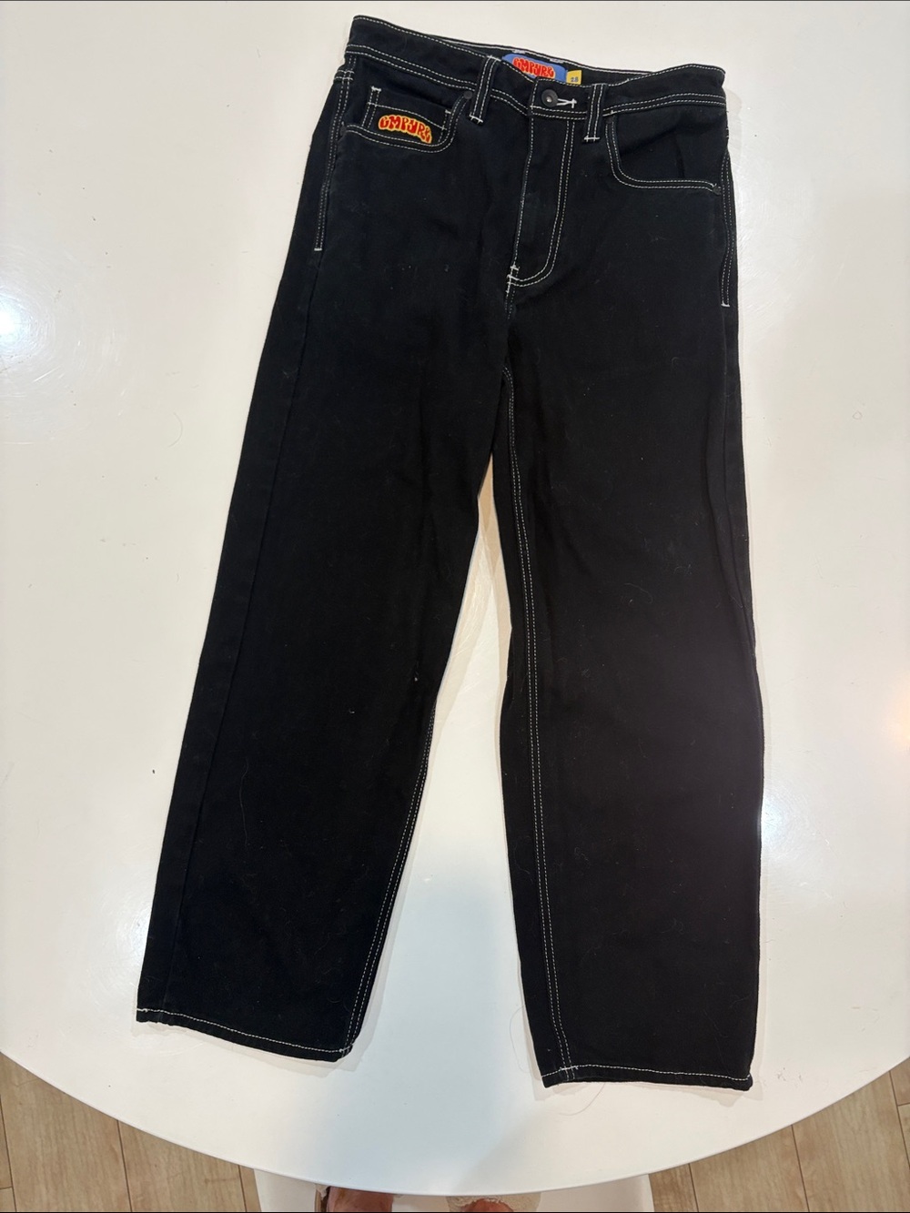 Empyre Black Straight-Leg Jeans with Contrast Stitching